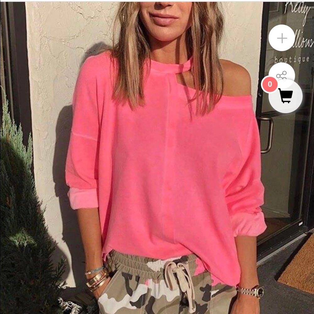 Spelsey Neon Pink Cut Out Swestshirt